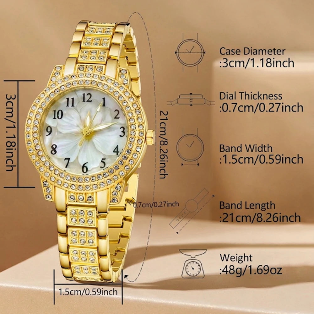 5Pcs/Set Butterfly Unisex Jewelry Watches Women's Wristwatch Accessories Gold Fashion Business Elegant Classic Exquisite Retro Light Luxury Rhinestone Luxury Bracelet Watch Set Y2K Suitable for Daily Outfits and Our Holiday G