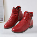 Women Boots Leather Ankle Boots Flat Shoes Autumn Winter Snow Boots Platform Zipper Up Punk Boots Square Heel Ladies Shoes