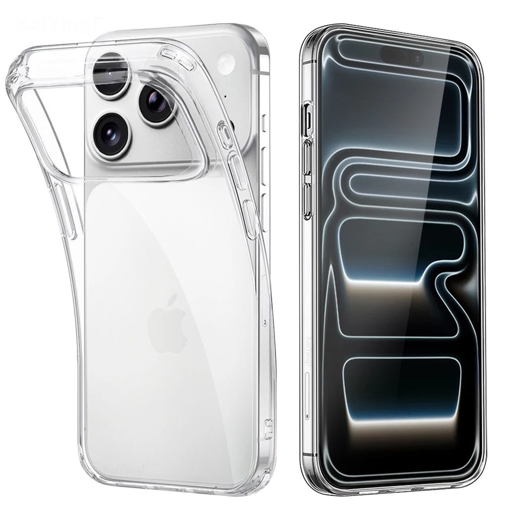  Transparent Silicone Phone Cases For iPhone 18 17 16 15 14 13 12 11 Pro Max Plus Air XR X Soft TPU Back Cover Clear Case