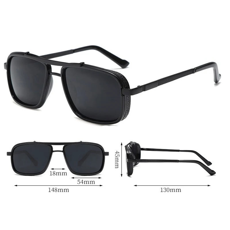 1/2/3PCS New Style Stylish  Retro Car Sunglasses Thickened Double Beam Punk Men's Metal Sunglasses 877