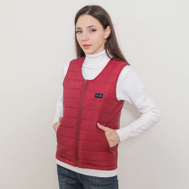 New Winter Unisex V-Neck 22 Zone Heat Resistant Warm Vest Middle-Aged And Elderly People Worn Both Inside And Outside Waistcoat