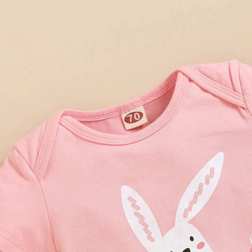 Newborn Baby girl Set Round neck Lovely Rabbit Print Romper+Pants+ Bow Knot 3Pcs 0-18 Month Baby Girl Suit Summer Casual Set