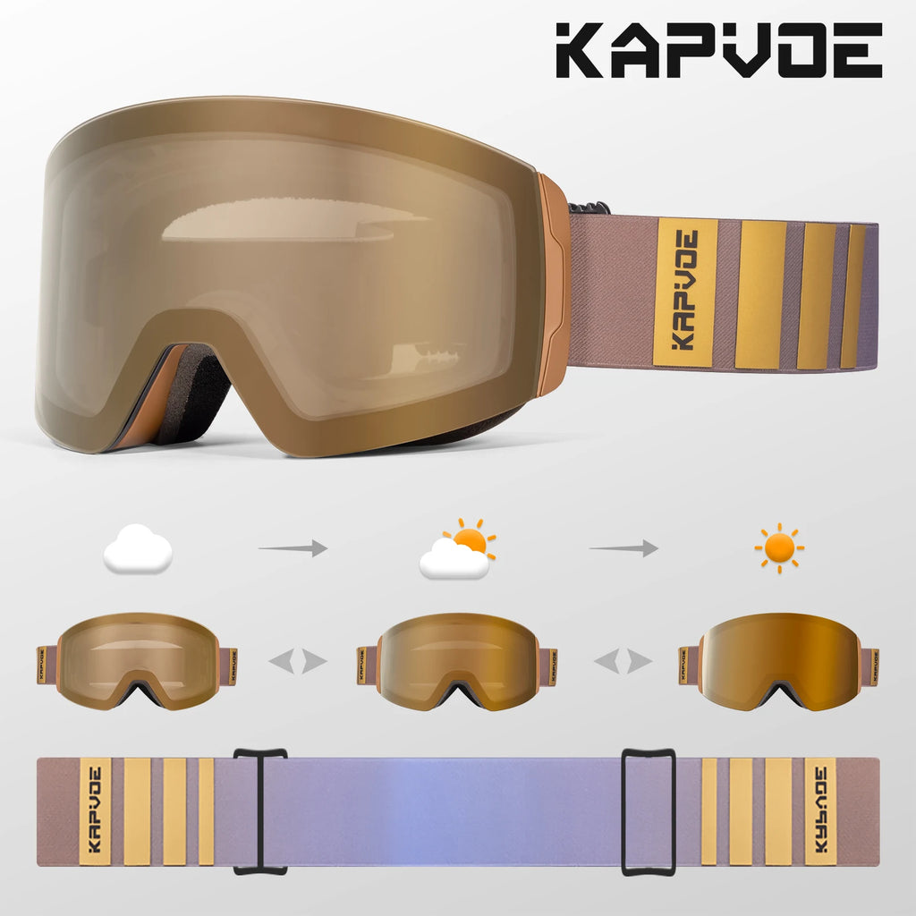 Outdoor Photochromic Ski Goggles Men Snowboard Glasses Women Winter Snow Sunglasses UV400 Magnetic Attraction Lens High Quality