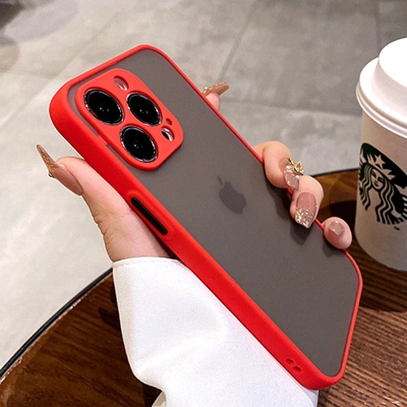 Luxury Shockproof Matte Phone Case For iPhone 15 14 13 12 11 16 17 18 Pro Max AIr Plus Bumper Transparent Cover