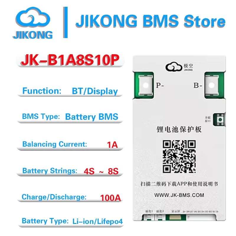Jikong BMS JK-B2A8S20P CANBUS 100A 200A 300A 4S 5S 6S 7S 8S 12V 24V Battery with 1A 2A Active Balanced Heating Li-ion LiFePO4