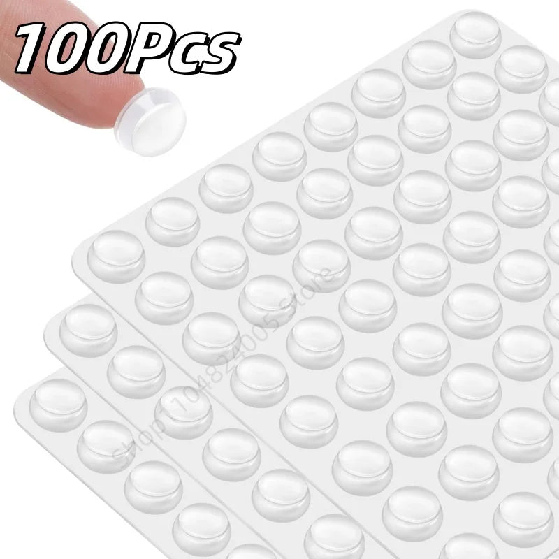 100Pcs Self Adhesive Clear Silicone Door Stopper Rubber Damper Buffer Cabinet Bumpers Mute Furniture Anti-collision Pads