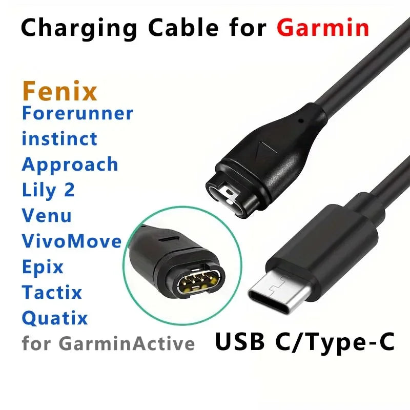 1M/3.3FT USB Charging Cable For Garmin Fenix 7 7S 7X 6 6S 6X 5 5X 5S Plus Vivoactive 3 Forerunner 945 935 245 255 Charger Dock