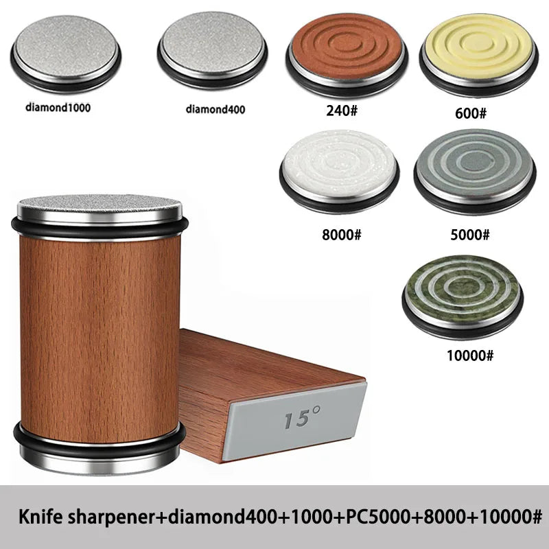 Rolling Knife Sharpener Magnetic Knife Holder Diamond Sharpening Stone Kit with 15 and 20 Degrees Angle Roller Kitchen Accessory