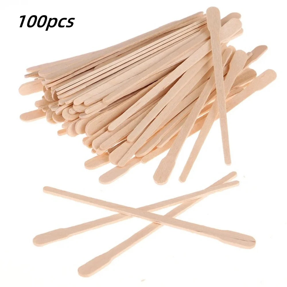 100PCS Woman Wooden Hair Removal Stick Disposable Depilation Spatula Wax Sticks Wood Face Eyebrows Waxing Spatula Beauty Tool
