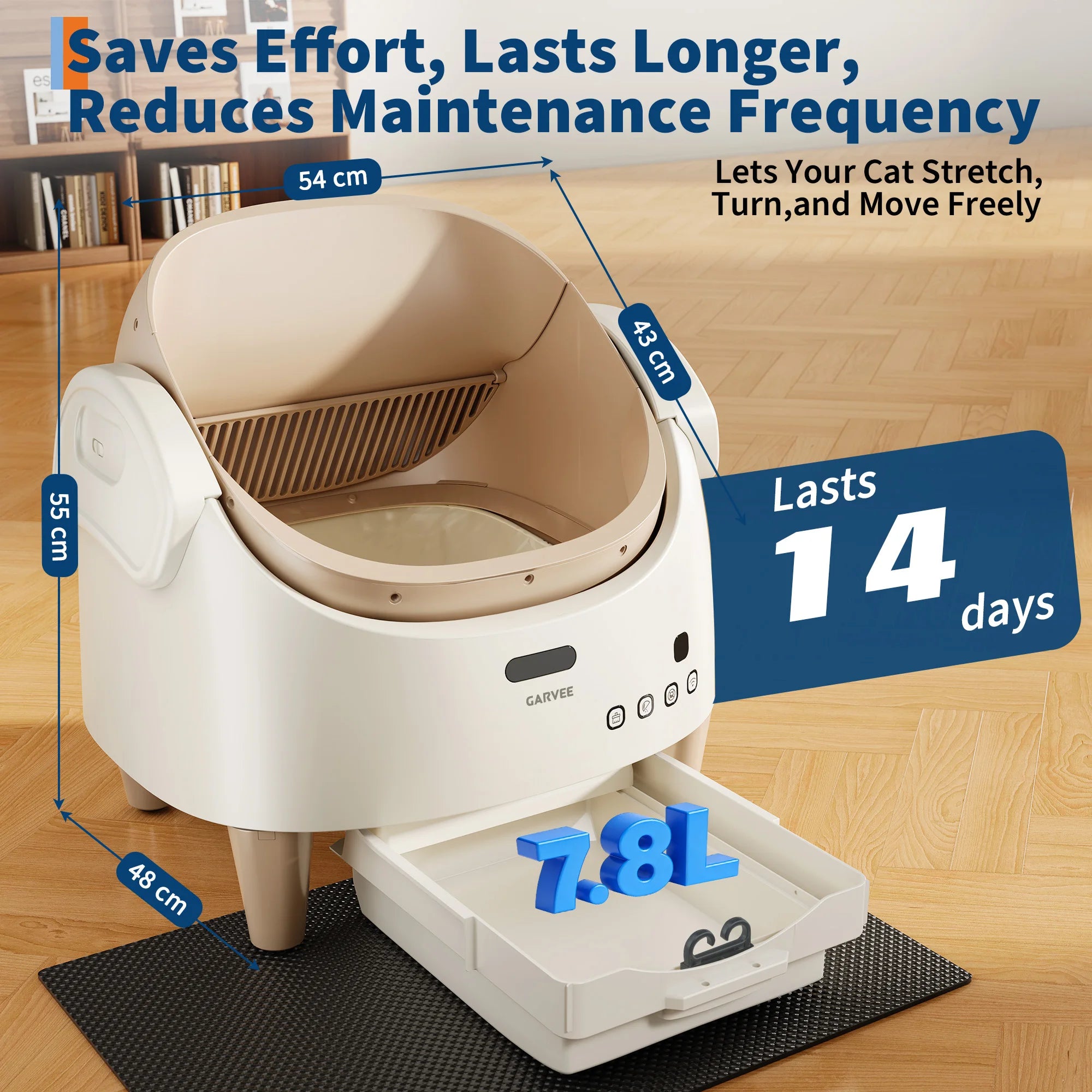 Self Cleaning Smart Litter Box APP Controlled Automatic Odor-Free Cat Toilet with Large Waste Bin for Single Multi Cats