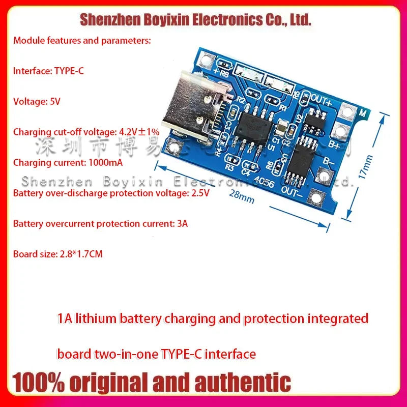TP4056|18650 lithium battery 3.7v 3.6V 4.2V lithium battery charging board 1A overshoot and over-discharge protection   shell