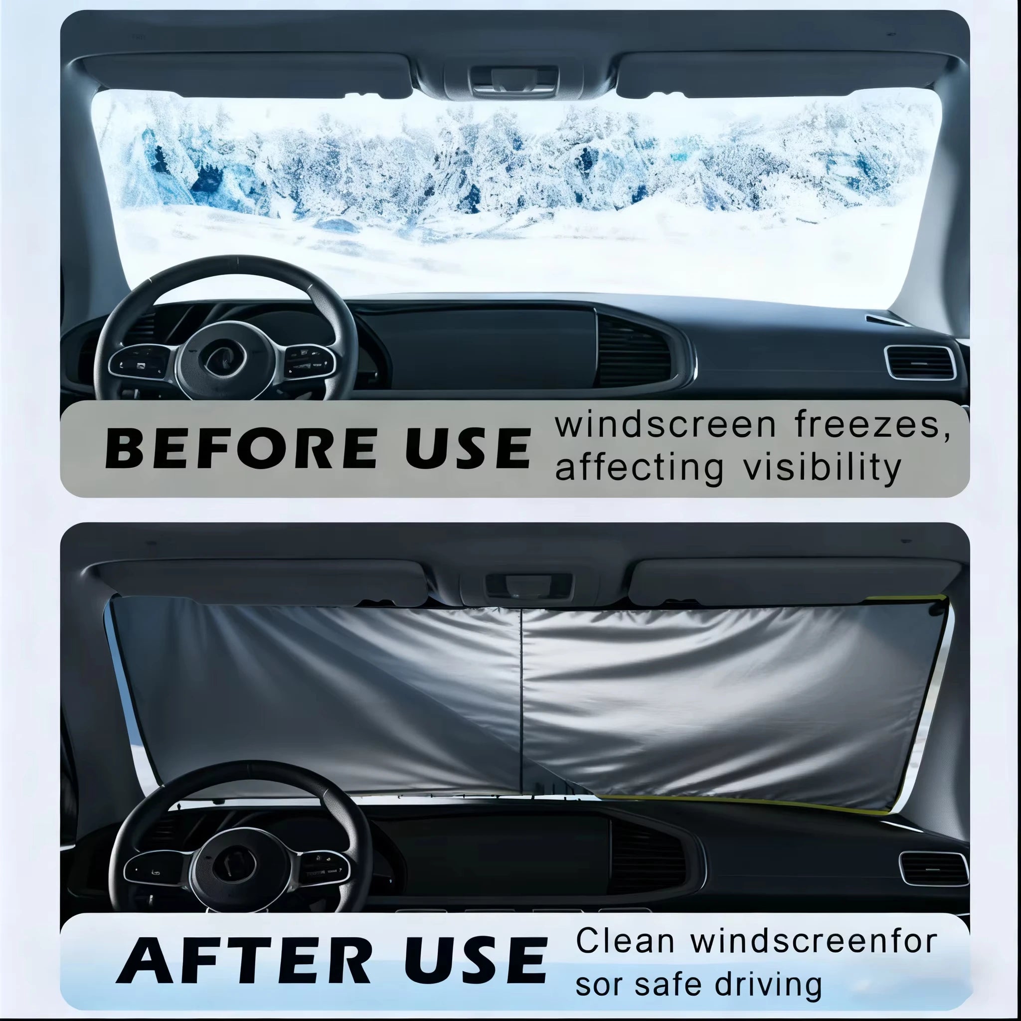 Winter Thickened Magnetic Snow Shield for Car - Half-Cover Car Cover & Front Windshield Snow Blocker