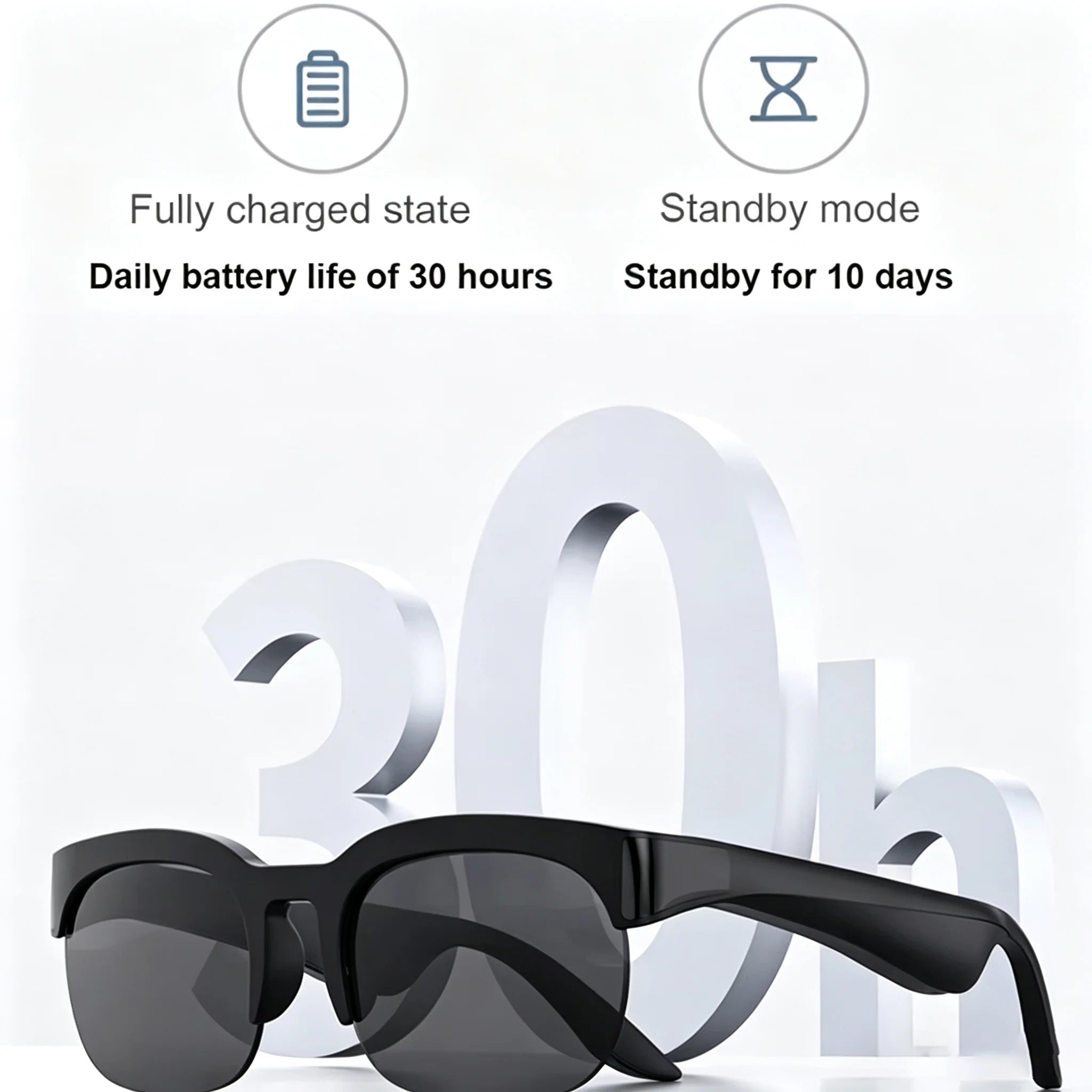 Smart Glasses Wireless Bluetooth Sunglasses Built-in Microphone Speakers Touch & Voice Assistant Compatible Glass for Men Women