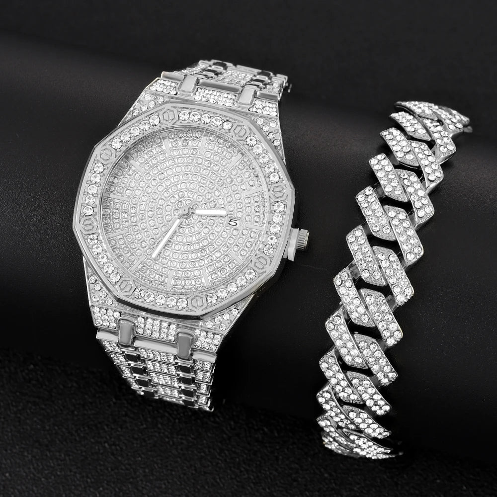 Iced Out Watch for Men Gold Watch for Men Hip Hop Fashion Cool Bling Gold Diamond Luxury Mens Watch Dropshipping Relogio