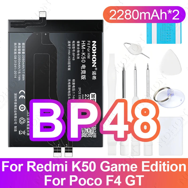 NOHON BN61 Battery for Xiaomi Poco X3 X4 GT X5 X6 Pro F5 F4 F3 F2 M5 M4 M3 M6 Pro C40 Redmi K50 K40 K30 Bateria BM4Y BN57 BP48