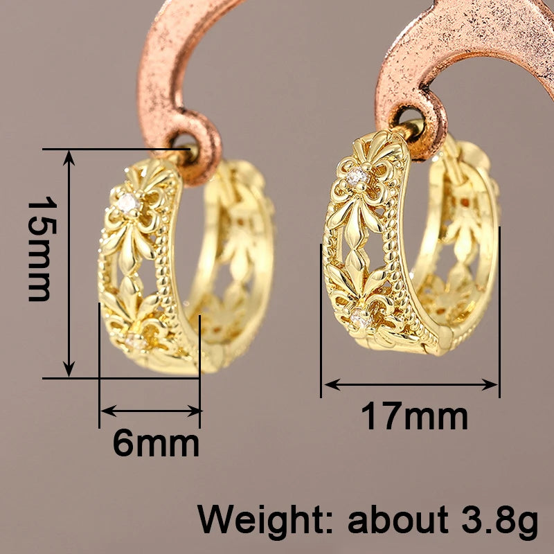 HuitanTrendy Women Hoop Earrings Hollow Out Design Wedding Party Elegant Jewelry Silver Color/Gold Color Inlaid CZ Accessories