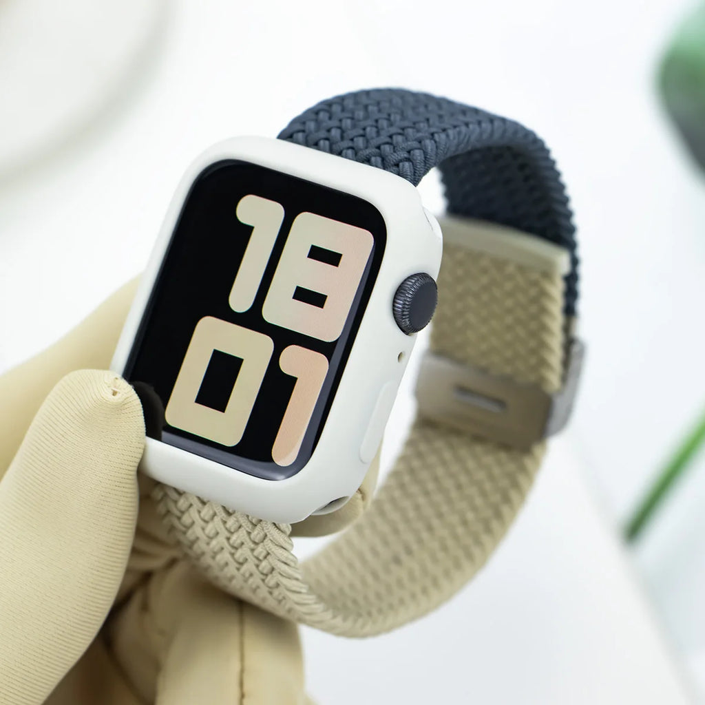 Korean Cute Braied Strap + Case For Apple Watch Band 49mm 41mm 45 44 38 42 Nylon Bracelet For iWatch Series 9 8 7 6 5 4 3 SE 40