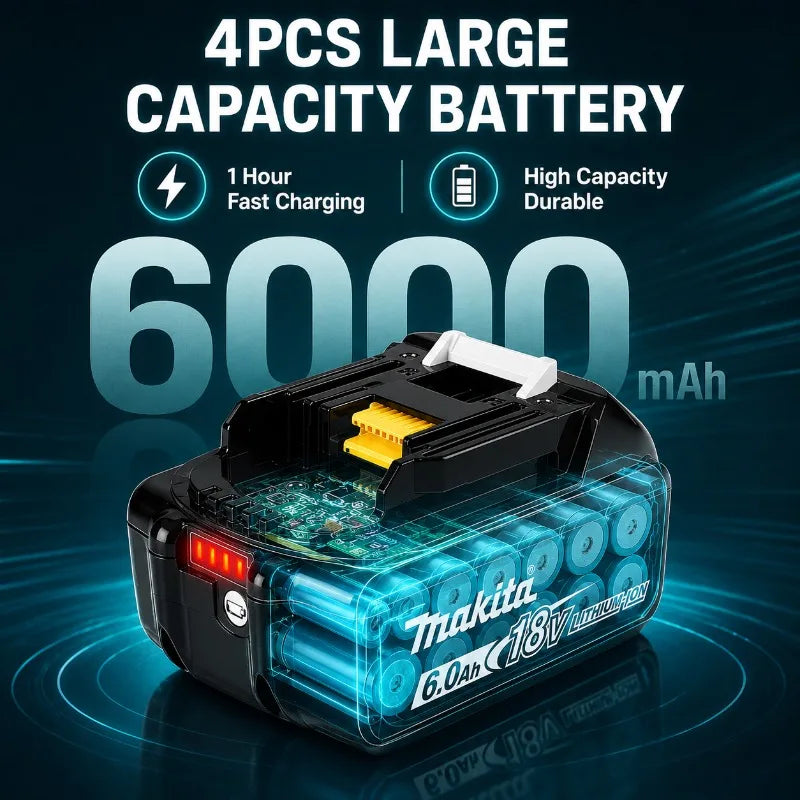 100% Genuine Makita 18V Battery 5Ah 6Ah 9Ah, Replacement for BL1860B BL1850B BL1840 BL1830 BL1815 Power Tool Battery