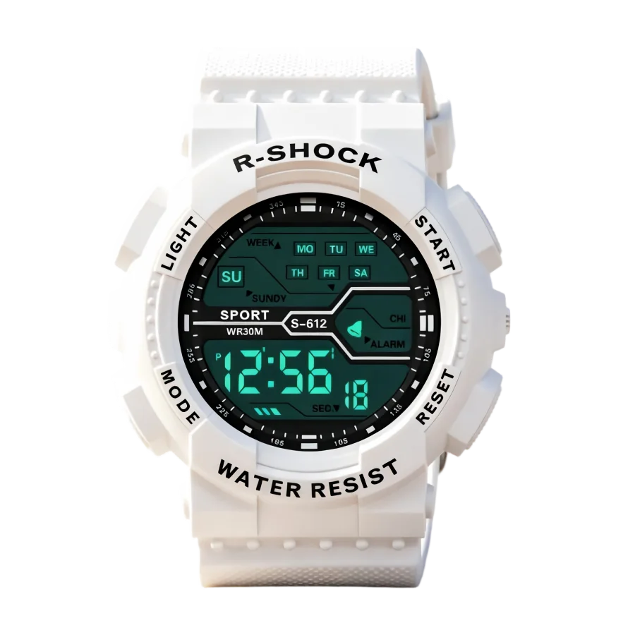 Men's Digital Electronic Watch Sports Glow 55mm Large Dial Watch Student Outdoor Adventure Trend Multifunctional Watches Clock