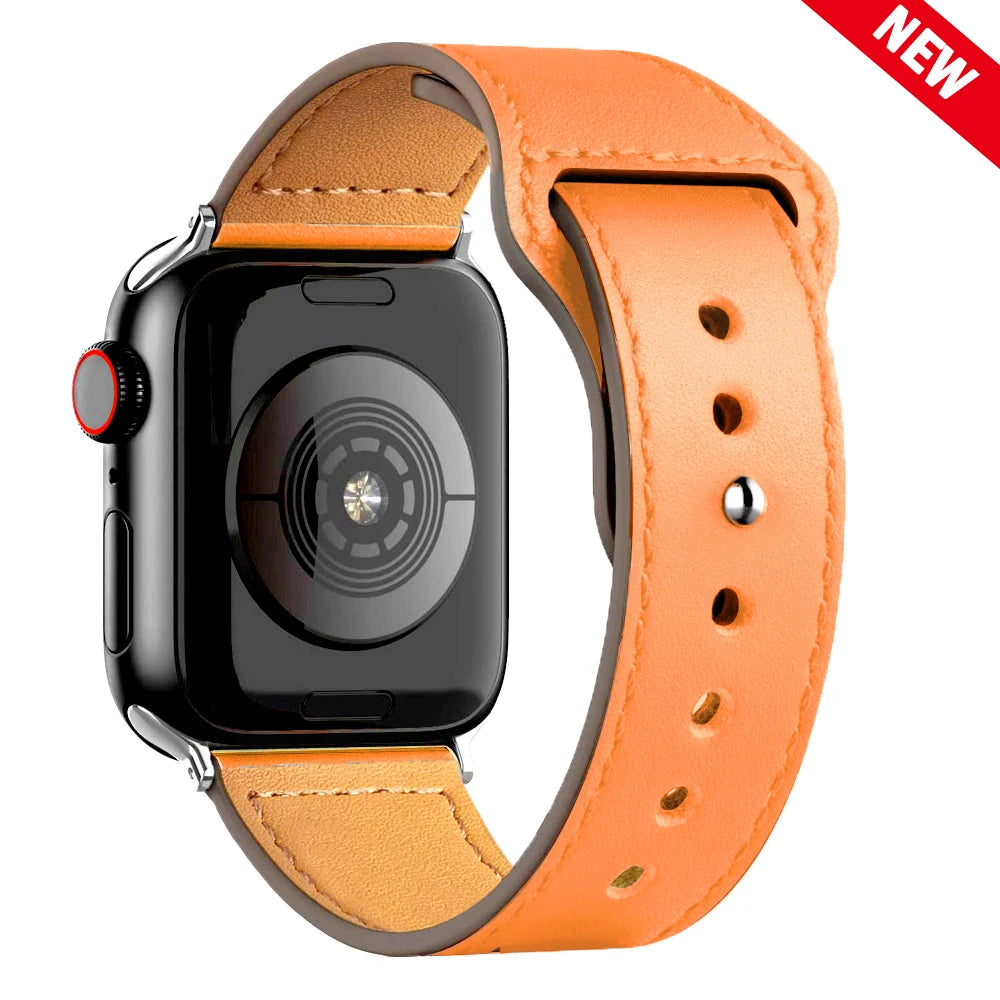 Leather band For Apple watch strap Ultra 2 49mm 44mm 40mm 38mm/42mm wrist bracelet for iWatch series 10 9 8 7 4 5 6 se 41mm/45mm