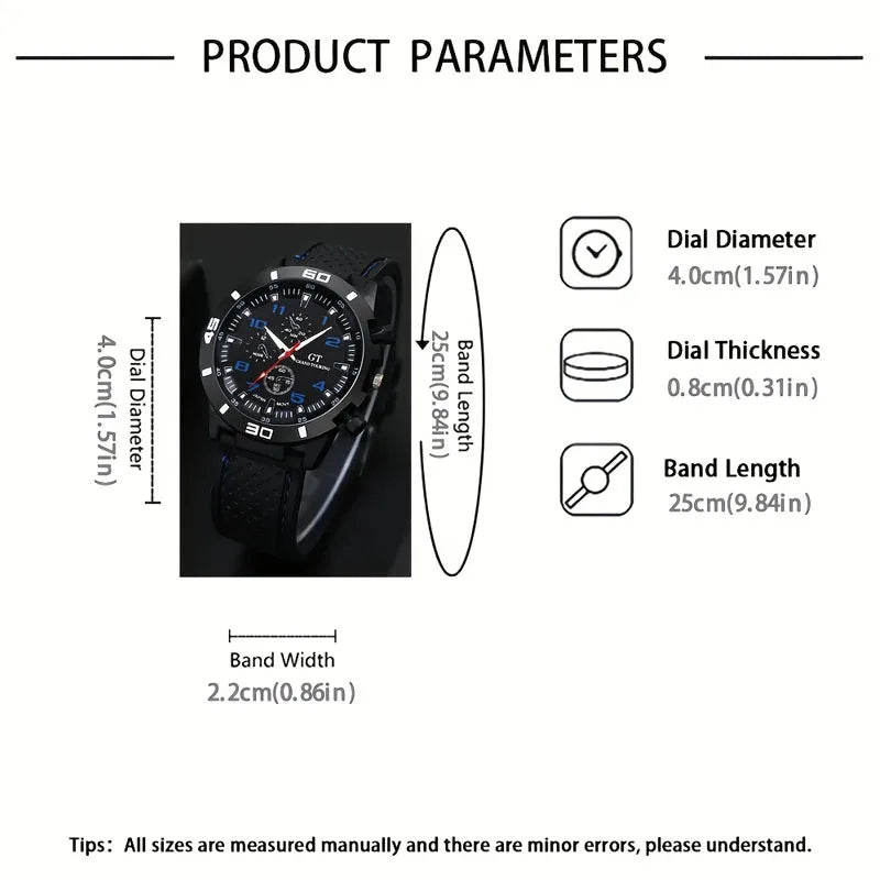 5 Pieces of Men's Quartz Watch Set, Perfect as a Christmas Gift