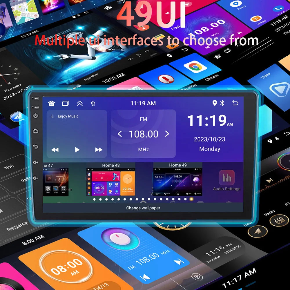 MTIJIEY 2+64G 9'' 4Core Android 13 1Din Car Multimedia CarPlay Universal Navigation GPS Headunit Auto Radio Audio Stereo DVD