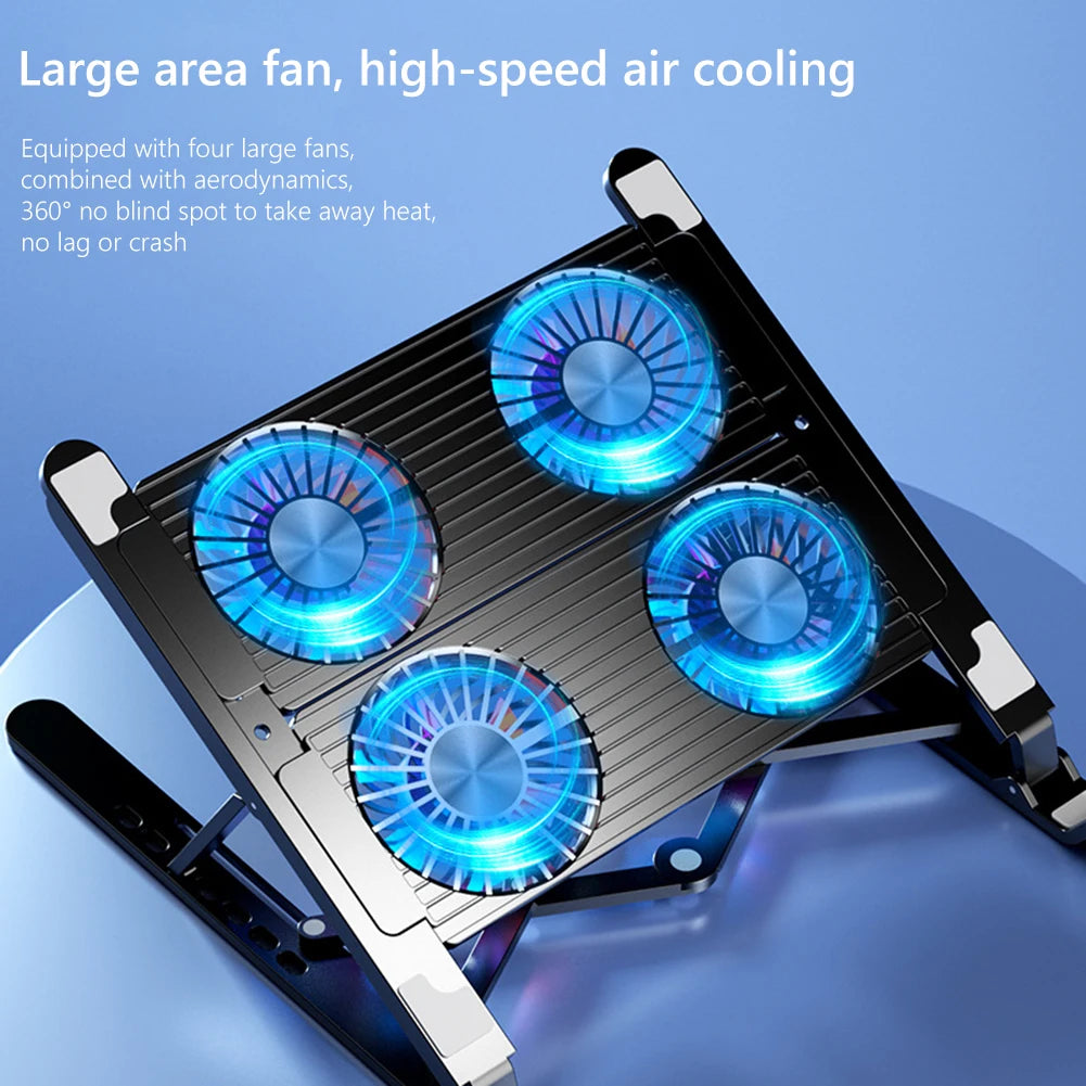 Laptop Cooling Fan with 2/4 Fans Silent Gaming Laptop Cooler Fan RGB 7 Height Portable Laptop Holder for 11-17.3 Inch Laptops