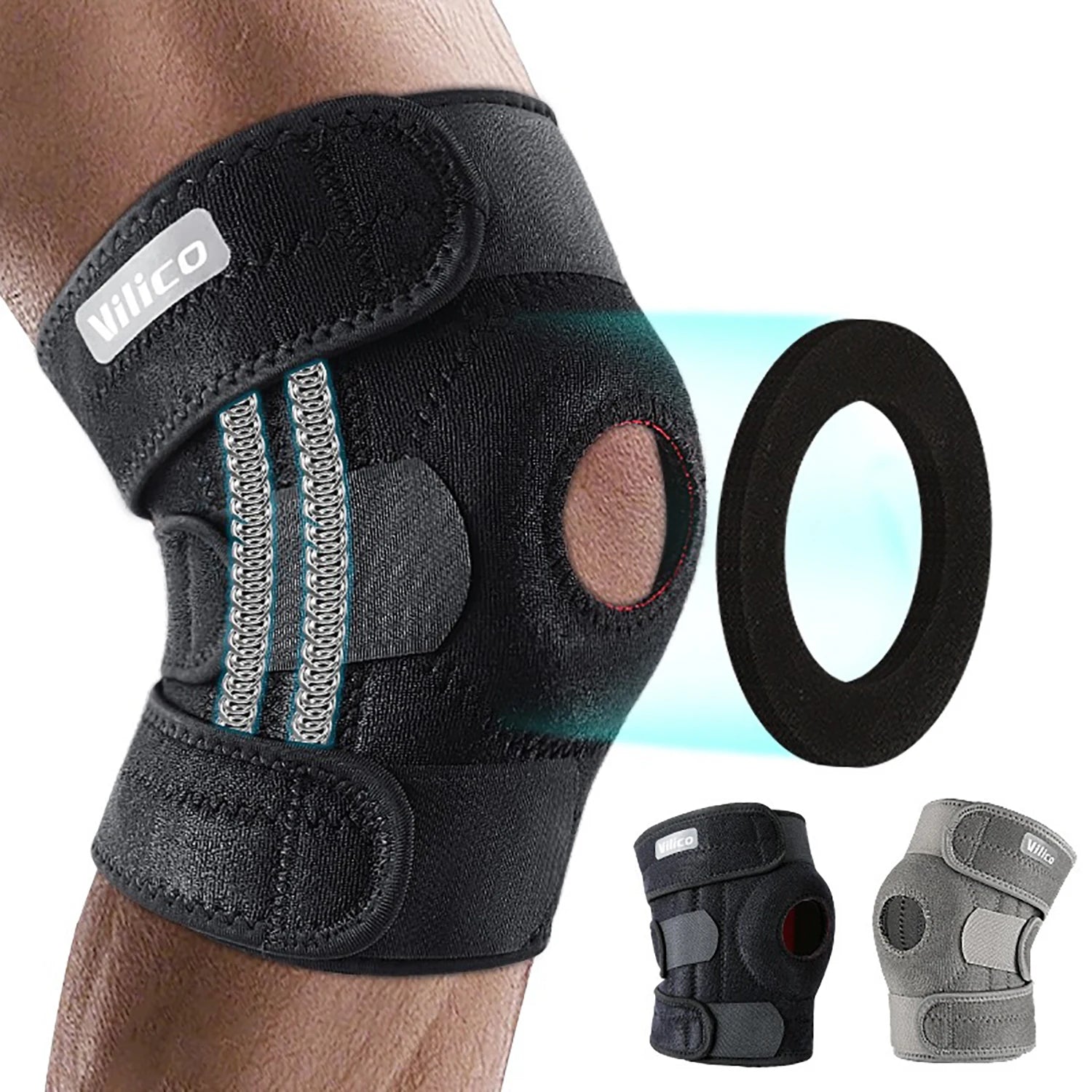 Knee Brace with Side Stabilizers Breathable Adjustable Knee Support Suitable for Sport Training and Knee Pain