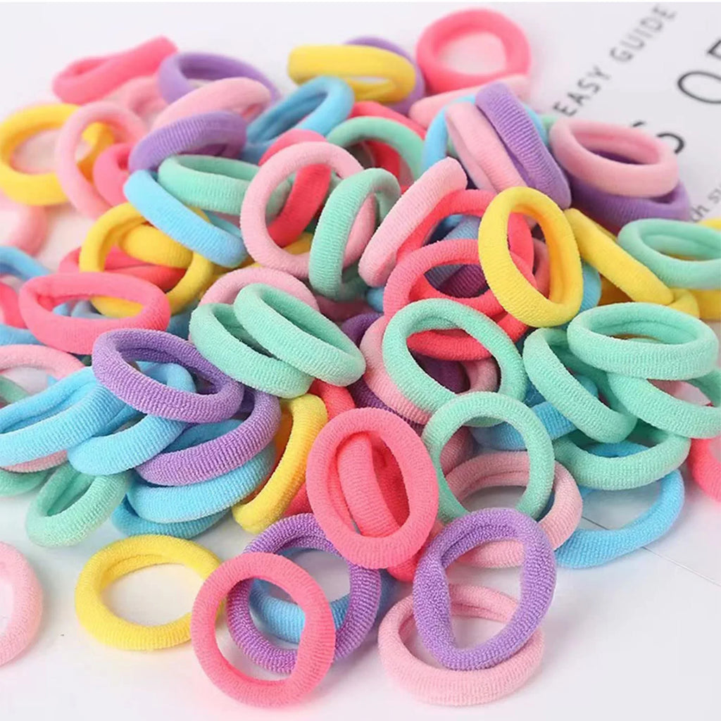 100 Psc Hair Ties,Soft Hair Ties,Small Seamless Hair Bands for Girls,Multicolor Hair Elastics Ponytail Holders