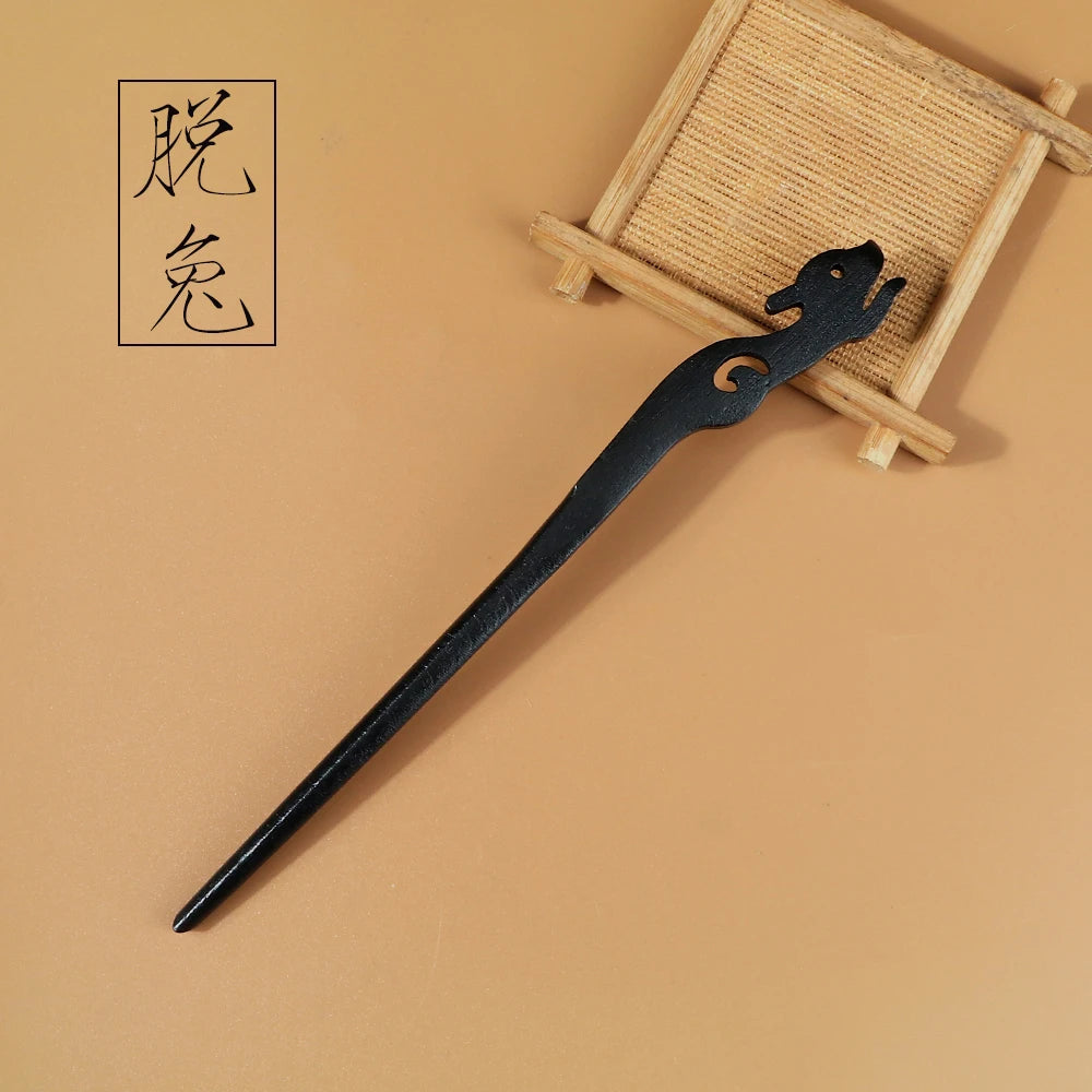 Chinese Royal Wooden Hair Clips Hair Stick Women Simple Carved Wood Hairpins Girl Exquisite Hair Style Accessories Headwear Gift