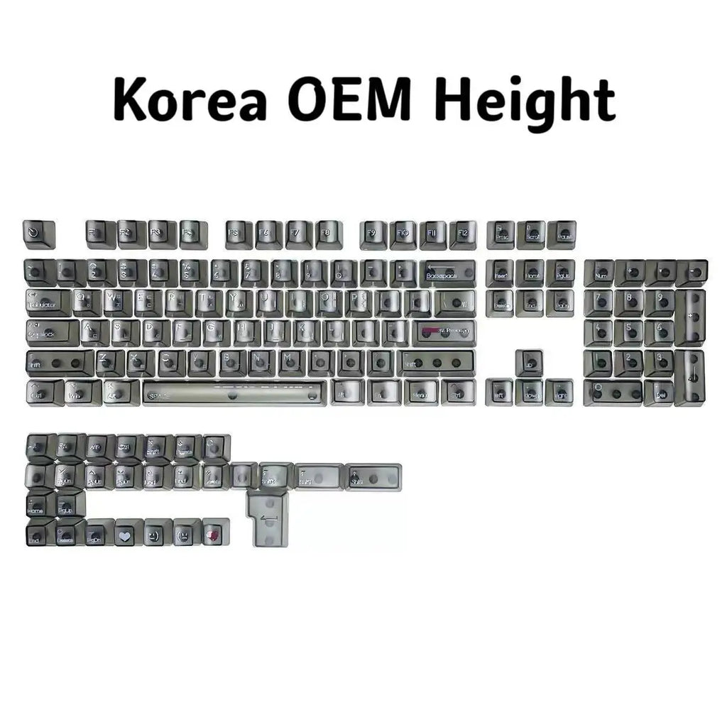 132 Keys Transparent Keycaps with Multi-Language English/ Korea /Russian for Mechanical Keyboard AK820 Pro Clear/ Misty Surface