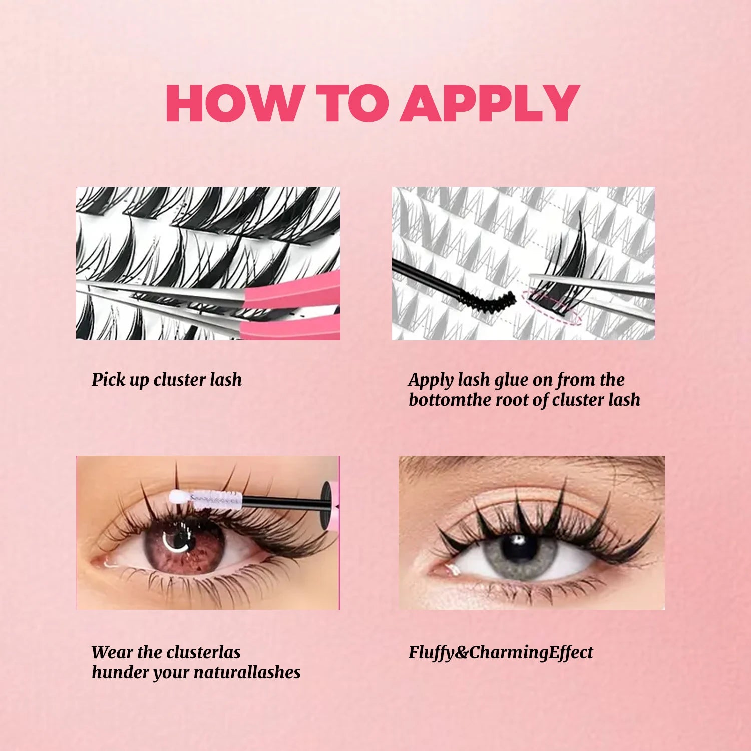 240 Pieces of False Eyelashes, Large Volume, C Curl, Individual Fox Style, Cat Eye, Cosplay Style, Natural and Thick, Single Section, Pure Natural Look, for Home Use, Suitable for Beginners