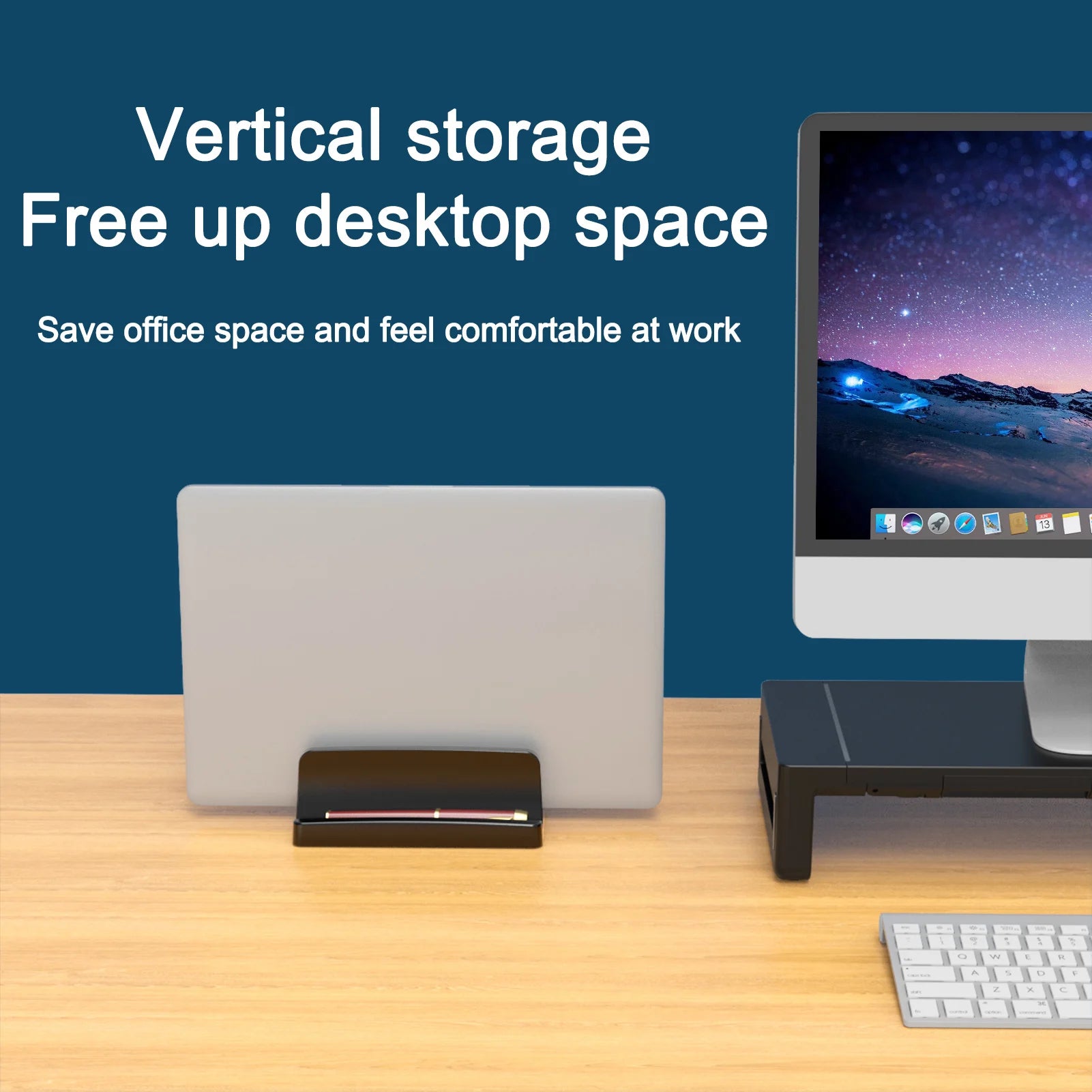 Vertical Laptop Stand for Desk,Dual Slots Plastic Laptop Holder with Space Saving Design,Laptop Stand Supports MacBook