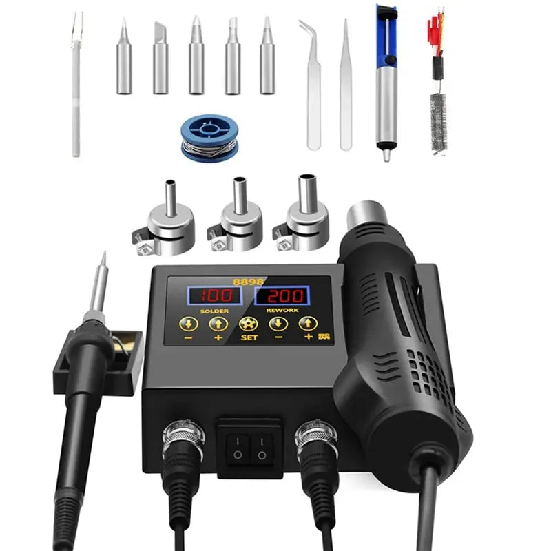 8898 2 in 1 Soldering Station Digital Display Hot Air Gun Welding Rework For Cell-Phone BGA SMD PCB IC Repair Solder Iron Tools