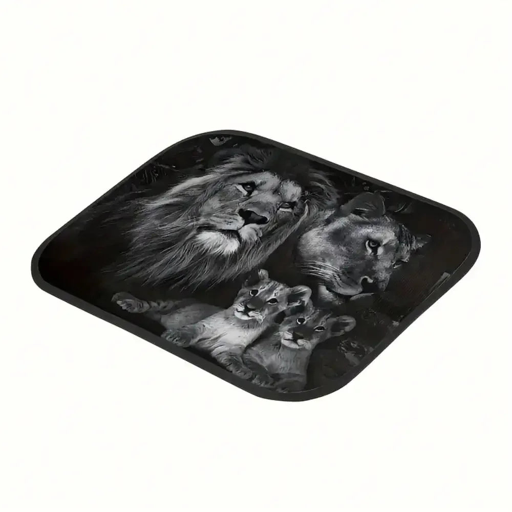 4pcs Car Floor Mat Cool Lion Printed Car Mat Full Set General Motors Mat SUV Truck Non-Slip Car Mat,Suitable for Cars, SUVS