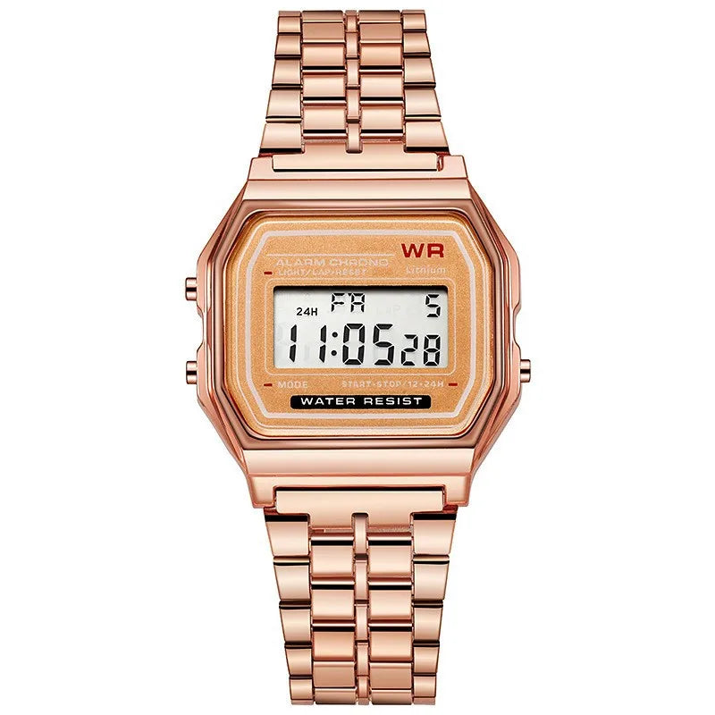 Luxury Rose Gold Women Watches Electronic Digital Display Retro Style Clock Men's Relogio Masculin Reloj Hombre Homme