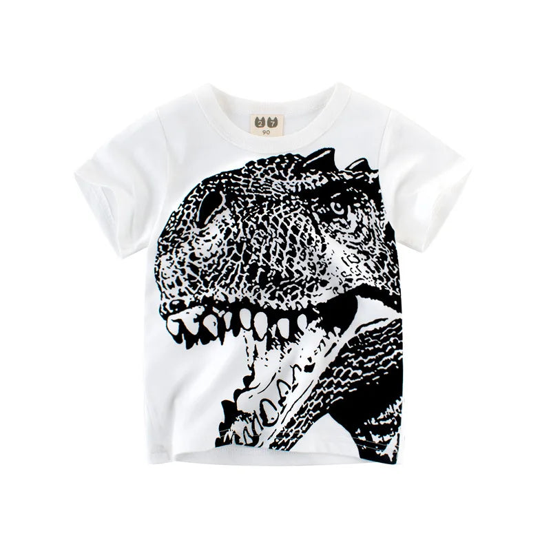 OLEKID 2025 Summer Children Boys Clothing Printed Cartoon Boys T-Shirts 2-8 Years Kids Baby Boy Tops Short Sleeve Toddler Tees