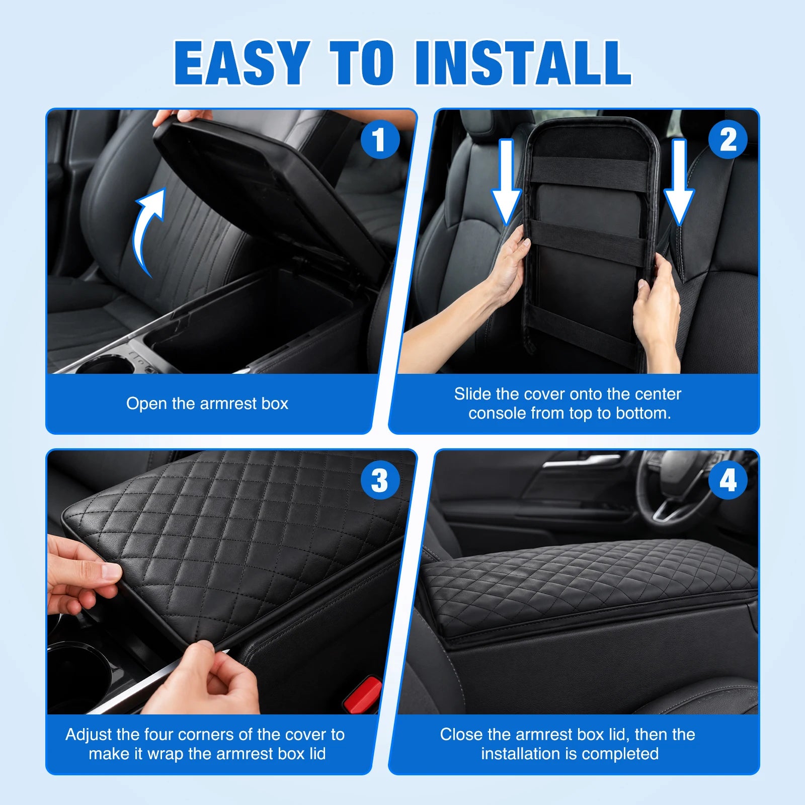 Nilight Center Console Cover Compatible with Toyota Camry 2025 2026 LE SE XLE XSE Nappa Leather Armrest Cover for Toyota Car Accessories Waterproof Middle Arm Rest Cover Pad Armrest Box Cushion, Black
