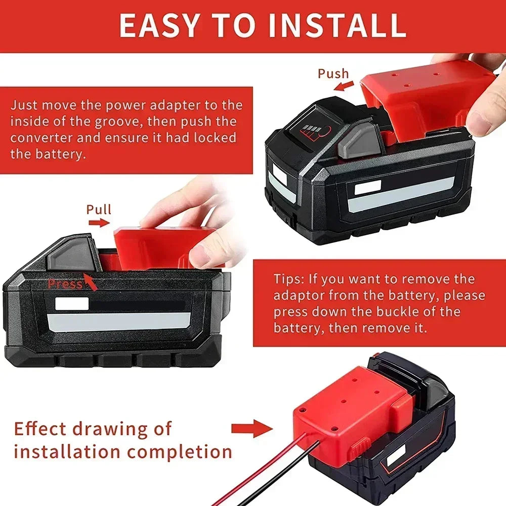 Lithium Battery Adapter Connector for Milwaukee for M18 18V Li-ion Battery DIY Power Supply Wheel Adapter Dock Holder 48-11-1815