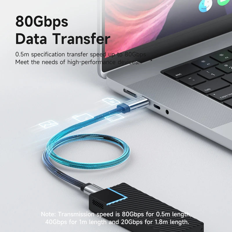 Hagibis USB C to USB C Full Function Cable Super Soft USB4 80Gbps 240W Fast Charging Cord for Thunderbolt 4/5 iPhone 17 Laptop