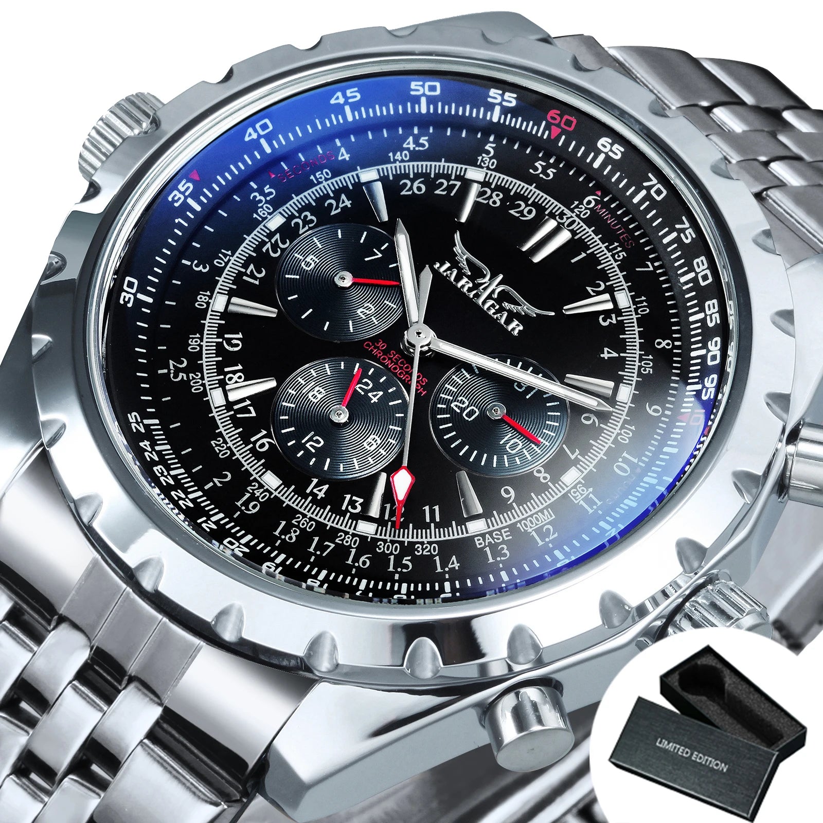JARAGAR Sports Mens Watches Top Brand Luxury Automatic Mechanical Watch for Men Leather Steel Strap Military Wristwatches Gifts