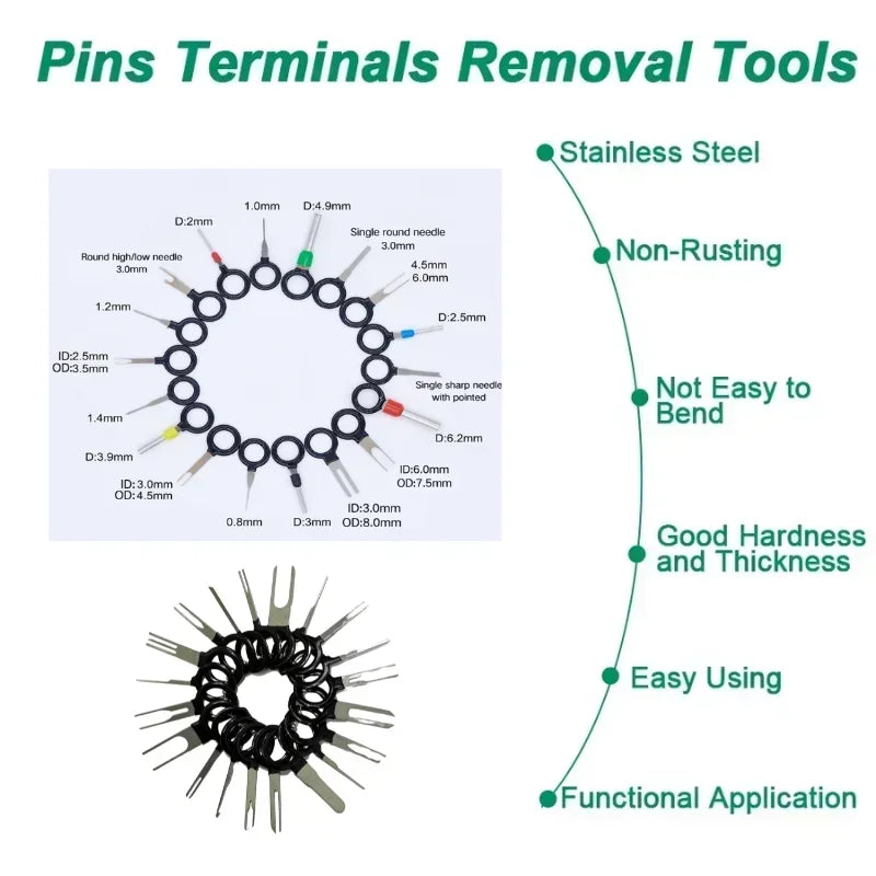 41pcs Universal Car Terminal Removal Repair Tool Wire Plug Connector Extractor Puller for Car Terminals Disassembly Hand Tools
