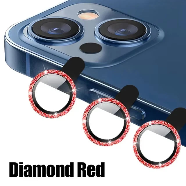 Diamond Camera Lens Protector Glass for iPhone 13 11 12 14 15 16 Pro Max Mini Back Metal Lens Protective Film for iPhone 15 Plus