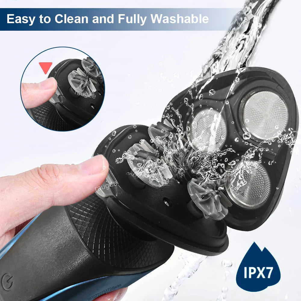 Electrical Rotary Shaver for Men Rechargeable Man Beard Shaving Razors Waterproof Automatic Floating Electric Shaver for Male