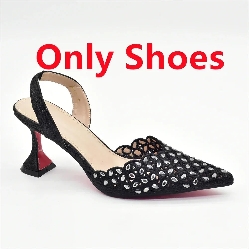 Latest Orange Designer Shoe and Bag Sets From Italy Shoe Woman Summer 2025 Wedding Fashion Party Shoes and Bag Match for Women