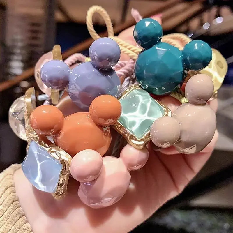 5/10/20PCS Resin Mouse Hair Tie Sweet Hair Ring Square Hair Rope Cute Elastic Ponytail Holder Hair Accessories Women