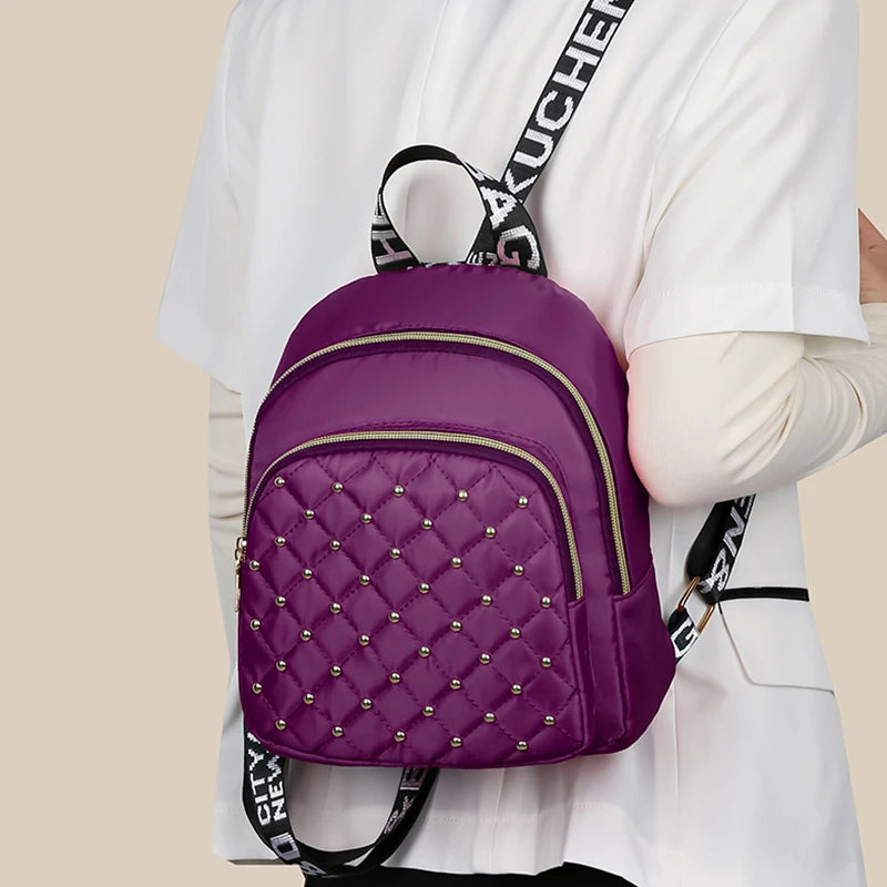 Diamond-Shaped Embroidery Rivet Double Shoulder Bag for Women, New Style, Fashionable Travel Bag, Casual and Versatile Women's B