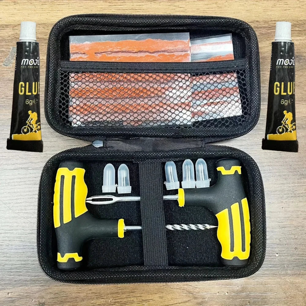 Emergency Tire Repair Kit - Heavy-Duty Glue & Rubber Strips for Flat Puncture Fix on Cars/Trucks/RVs, On-the-Go Safety Solution