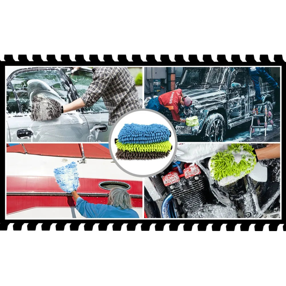 Electric Bicycle Car Cleaning Microfiber, 1/2-Piece Set Scratch Free and Lint Free, High-Quality Lint Microfiber Car Wash Gloves
