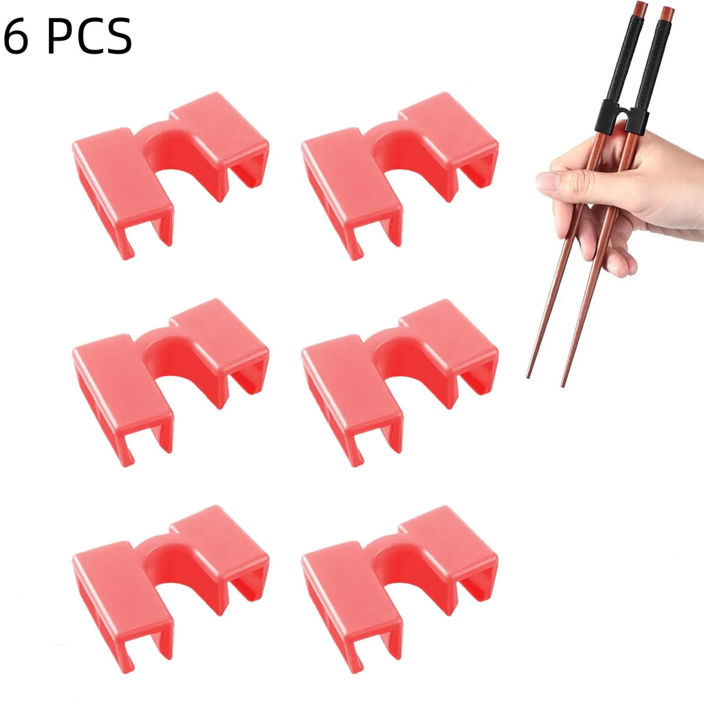 Pack of 6 Reusable Chopsticks Helpers Training Adults Kids Non-Slip Chopstick Hinges Connector Portable Practice Chopsticks Aids